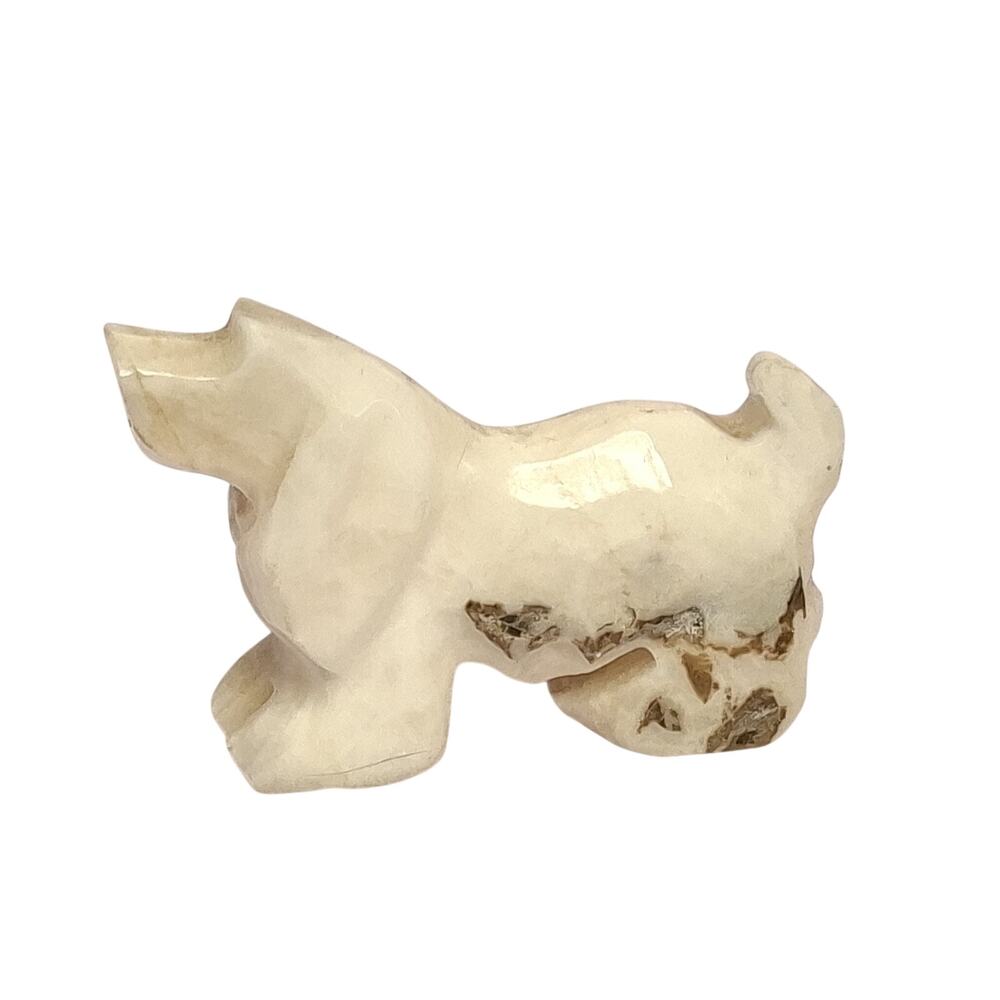 Vintage Marble Onyx Carved Dog Figurine Bassett Hound Blood Hound